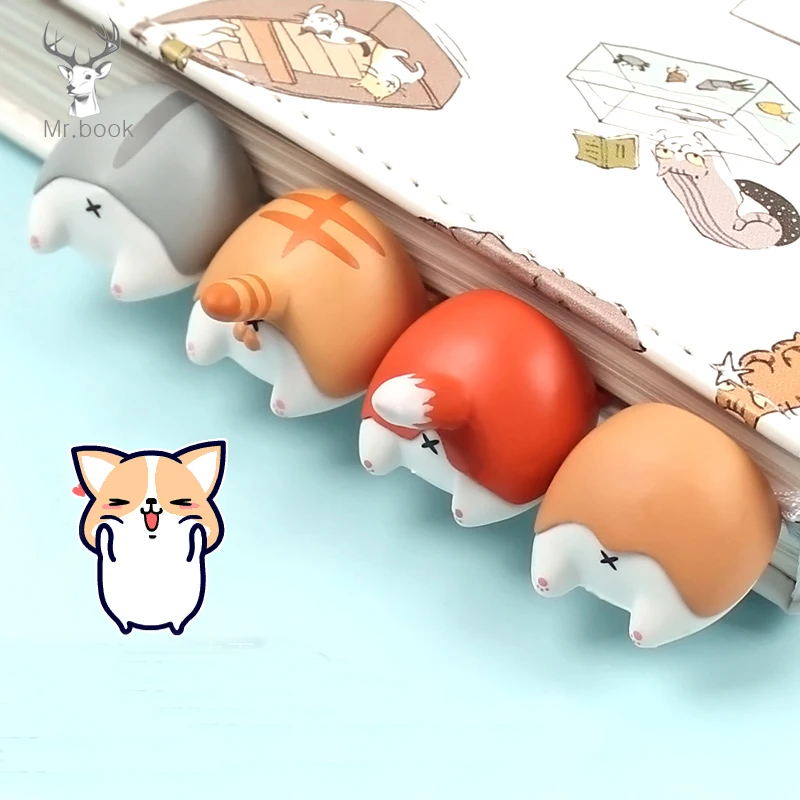 Best Lovely Cartoon Dog Cat Hamster Fox Ass Bookmarks Novelty Book Reading Item Creative Gift for Kids Children Stationery
