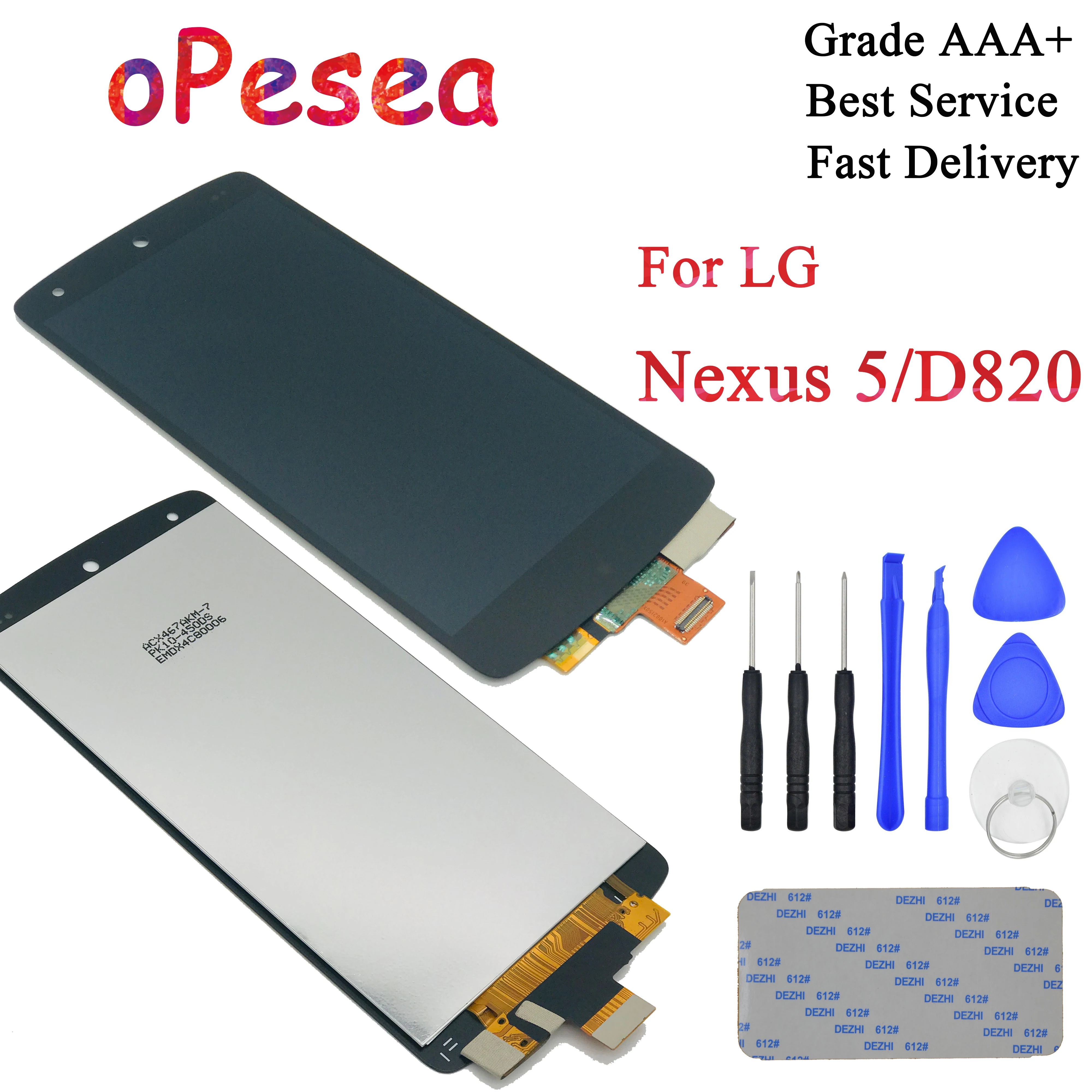 

oPesea 4.95'' For LG Nexus 5 D820 LCD Display Panel Touch Screen Digitizer Glass Sensor Assembly With Frame