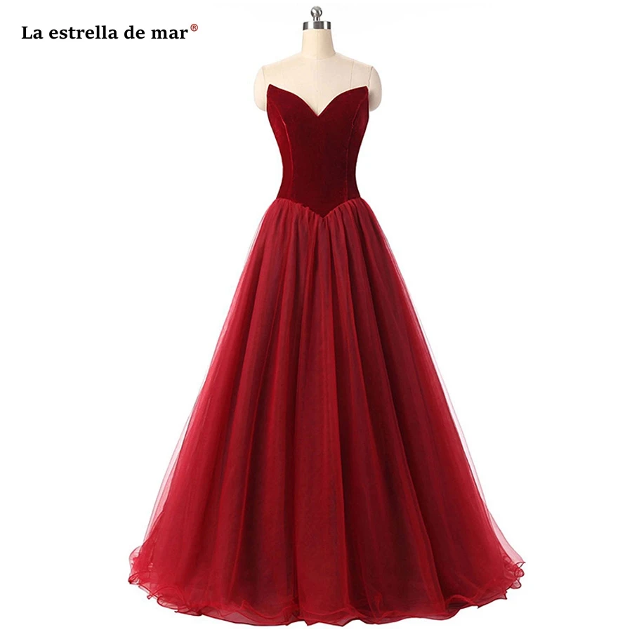 Robe demoiselle d'honneur новое бархатное Тюлевое платье с открытыми плечами бордовое