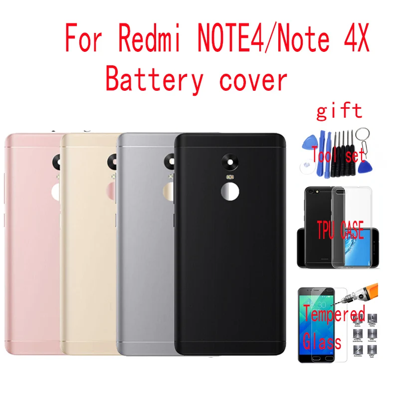 

NEW Original For Xiaomi Redmi Note 4 Note 4X Back Battery Cover Door Housing + Side Buttons + Camera Flash Lens Replacement