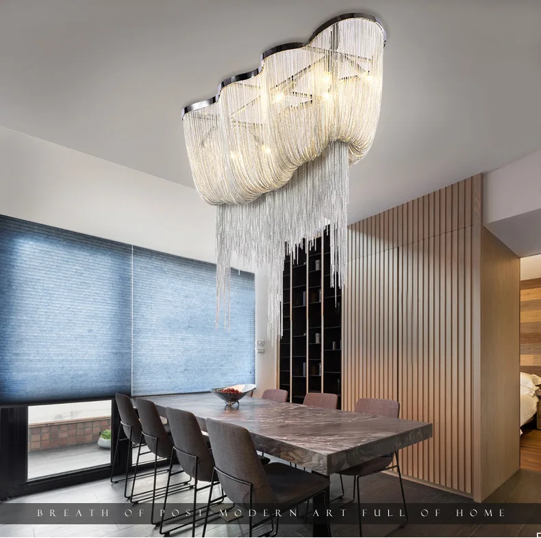 Светильник-люстра с алюминиевой цепочкой, винтажный подвесной светильник в стиле ампир, французский подвесной светильник в виде цепочки для гостиной, ресторана