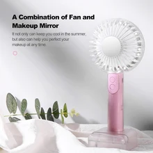 USB мини-вентилятор, многофункциональный вентилятор кондиционера, портативный вентилятор охлаждения с мини-зеркалом для макияжа, подставка для мобильного телефона