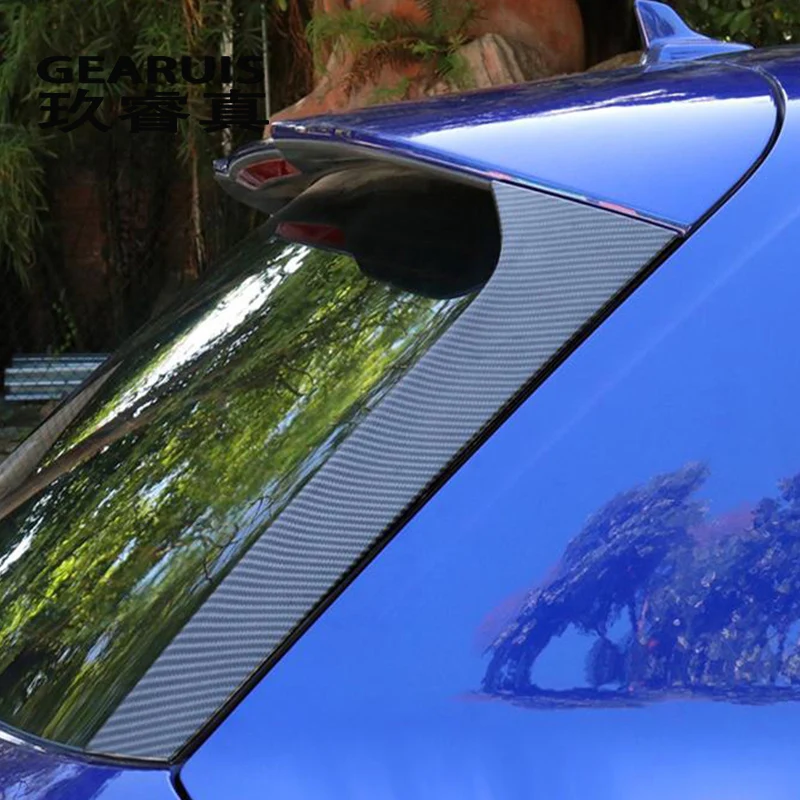 

Car Styling Carbon fiber rear triangle window mirror sequins decorated trim cover Sticker For Audi Q5 2018 2019 Auto Accessories
