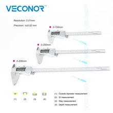 Buy Industrial quality electronic digital LCD caliper vernier stainless steel micrometer gauge IP54 protection