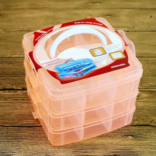 

3 Layer Compartments Plastic Box Jewelry Bead Storage Container Craft Organizer