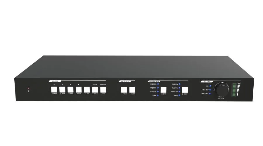 6x2 multi-format seamless presentation switcher with built-in 4K scaling and HDBaseT HDMI matrix outputs DP USB-C input | Электроника