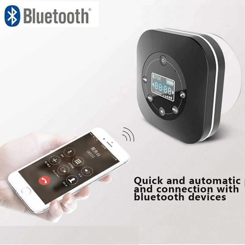 Водонепроницаемый bluetooth динамик для ванной комнаты встроенный fm радио ЖК дисплей