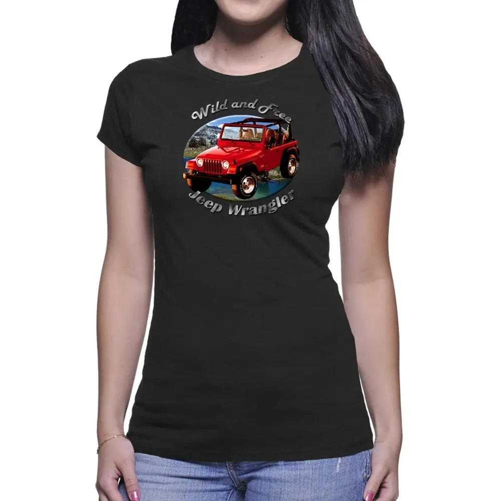 

Jeep Wild And Free Women`S 2019 Newest Letter Print Cartoon Crazy T Shirts