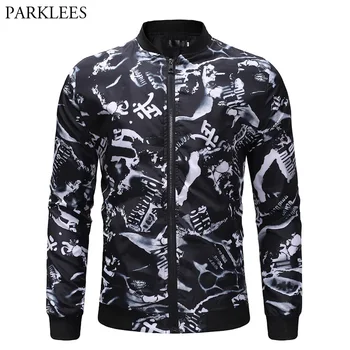 

Fashion Letter Print Varsity Jacket Men 2018 Autumn New Slim Fit Mens Jackets And Coats Hip Hop Casual Baseball Jacket Male 3XL