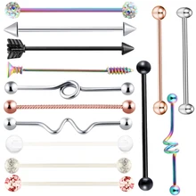 TIANCIFBYJS 14 г промышленные серьги-штанги из нержавеющей стали Спираль пирсинг для пупка уха прямой бар хряща для женщин мужчин 1 шт