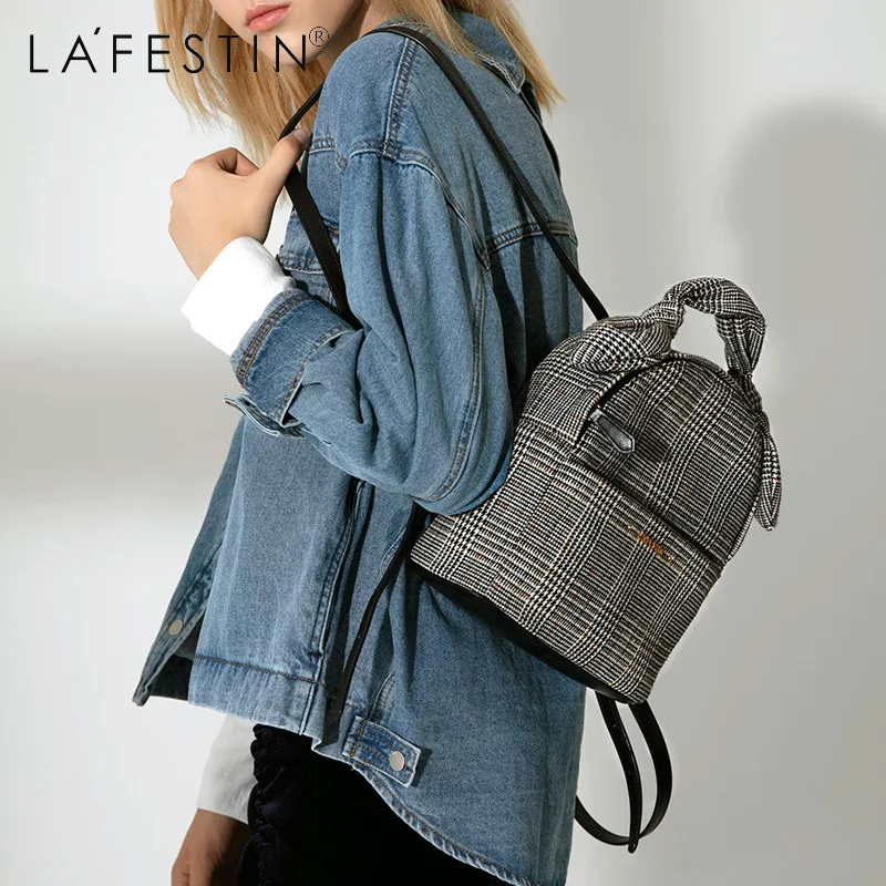 

LAFESTIN Women Backpack Fashion Plaid Travel Bags College Wind Small Backpack Englant Backpack Female Mochilas High Quality