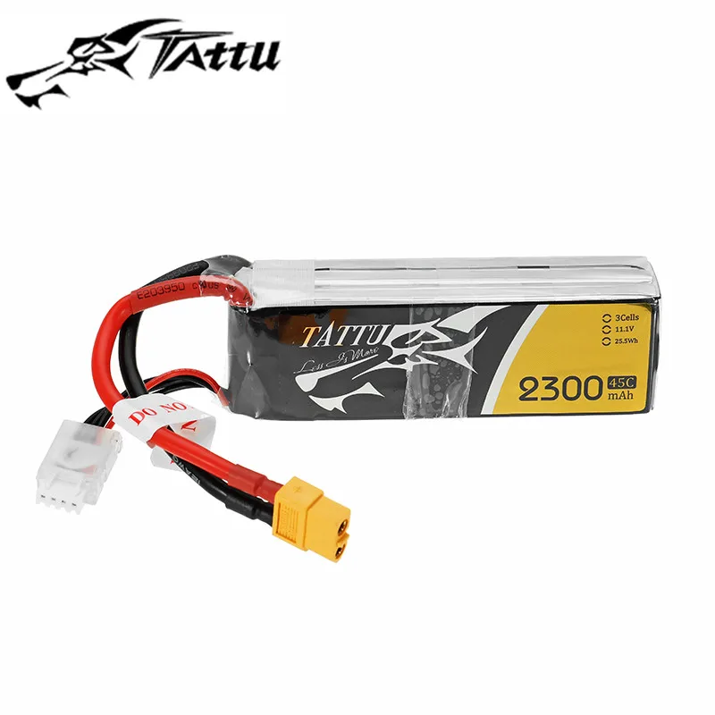 

TATTU 11.1V 2300mAh 45C 3S Rechargeable Lipo Battery XT60 Plug Connector for RC Helicopter Airplane Models Spare Part