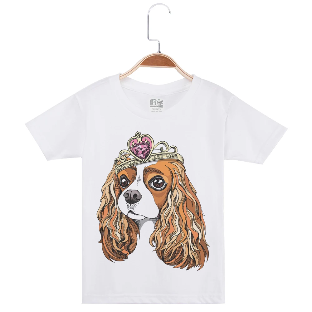 

Boy Tees Children Cotton Fashion Girls Short Sleeve Kids Tshirt Cartoon Cute Dog Printing Boys White Tee Shirt Child Clothes