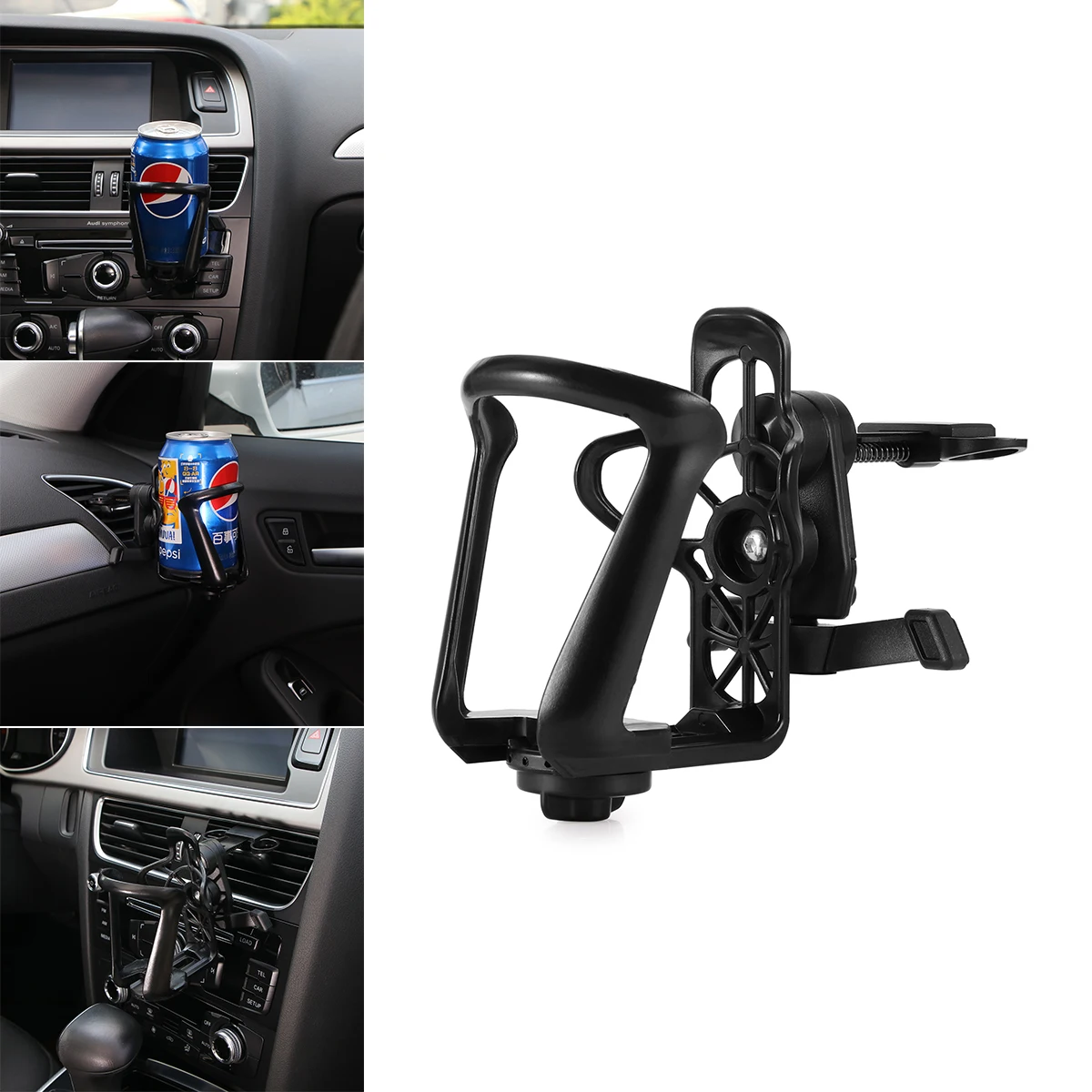 ALLOMN Adjustable Black Drink Holder Multi use Durable Air Vent Cup
