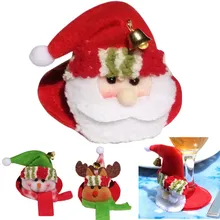 Weihnachten wein glas tasse dekoration abendkleid Weihnachten Santa Claus Schneemann Weihnachten dekorationen für home 40% off