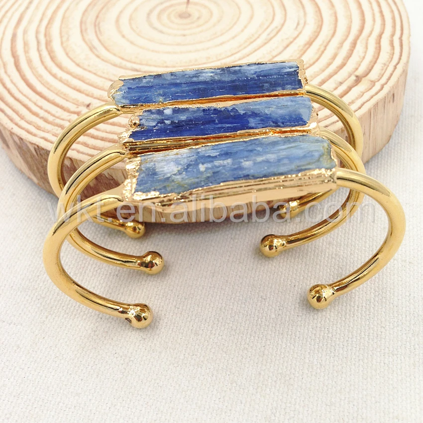 

WT-B243 Raw Blue kyanite bracelet fashion gold bracelet wholesale kyanite stone bracelet for women nice quality stone bracelet