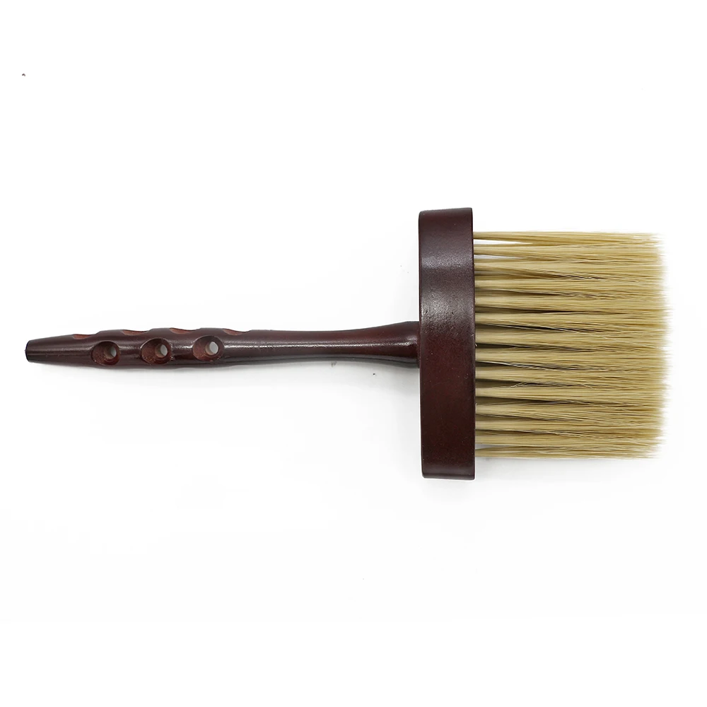 CestoMen Pro Hairdresser Neck Brush For Cleaning Long Wood Handle Barber Dust Brush Classic Design Wool 2
