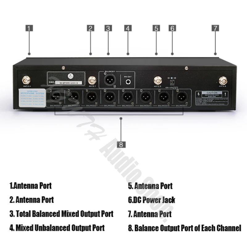 Profession UHF Adjustable Frequency 8 Dynamic