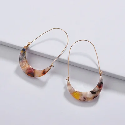 

FashionEurope and United States Earrings Alloy Crescent Acetate Acrylic Leopard Plate Large Ear Hook Female Models New 2019