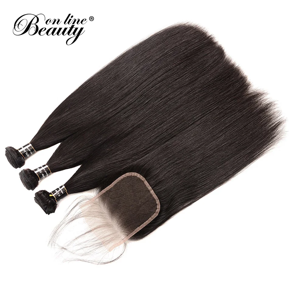 3 Bundles Brazilian Straight Hair Weave Bundles With Closure Human Hair Lace Closure With Baby Hair BOL Remy Hair 4 Pcs Deals (3)