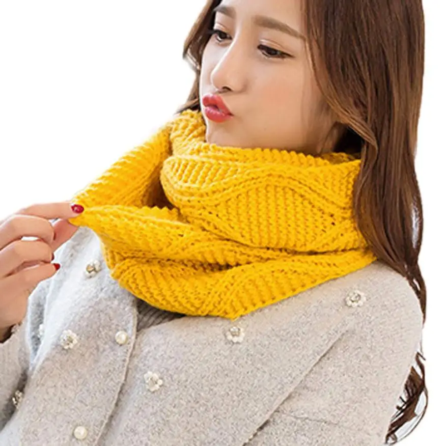 Модный женский теплый вязаный шейный круг капюшон шарф-хомут для девочек многоцелевой шарф из акриловых волокон женский шейный платок глушитель 30*120 см - Цвет: Yellow