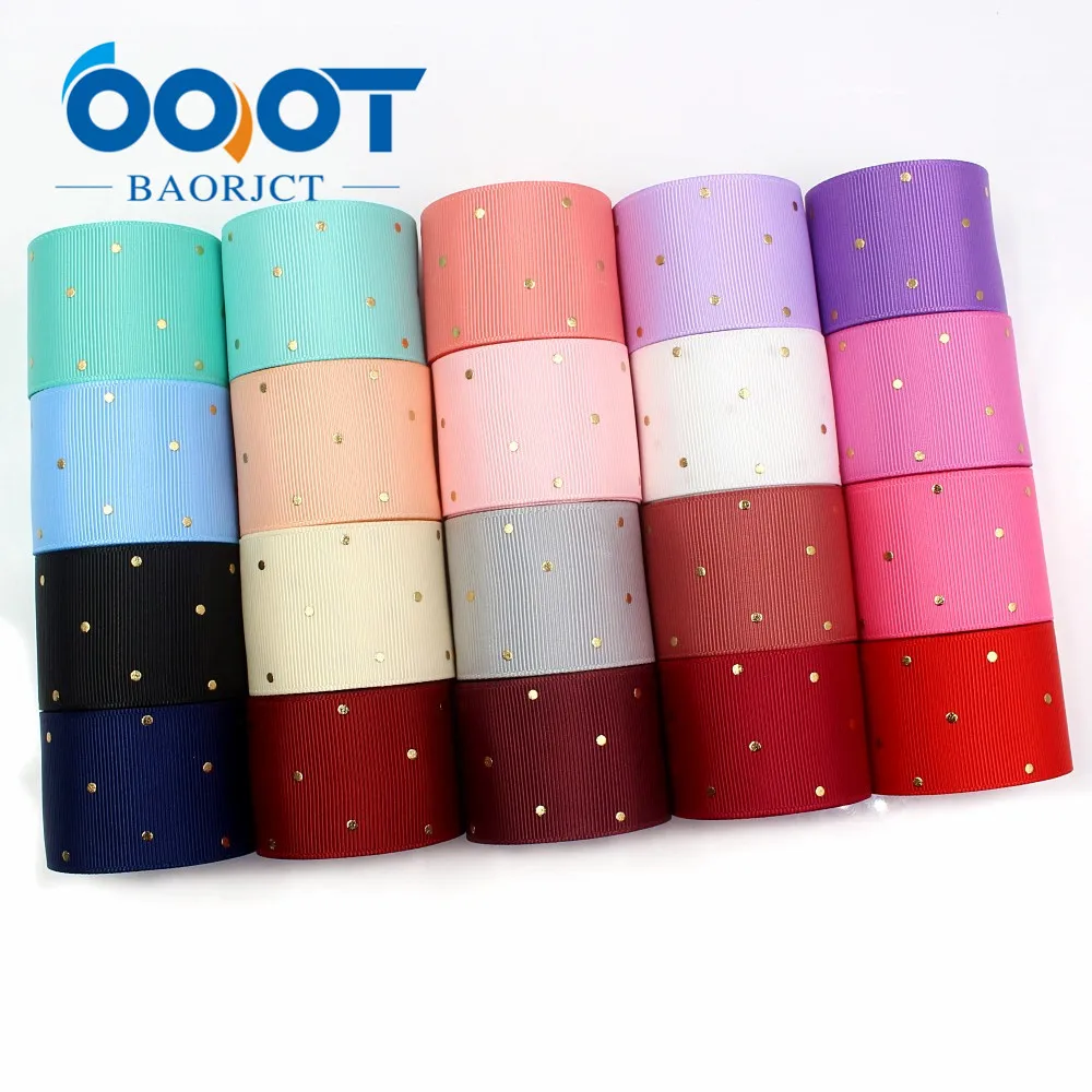 

I-19407-862,1-1/2 38MM 10yards hot gold dot Printed grosgrain ribbon garment accessories hair DIY Handmade gift wrapping