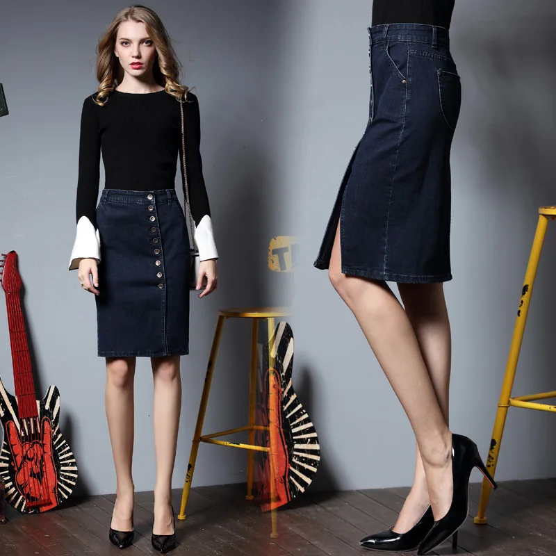 Стильная Леди Для женщин Сексуальная Bodycon джинсы юбка Высокая Талия посылка