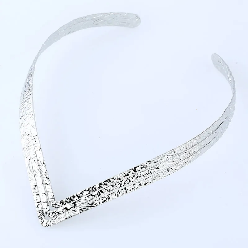 Горячее предложение дизайн Европейский серебристый золотой панк изогнутые три полы металлический воротник ожерелья для женщин аксессуары - Окраска металла: yinse