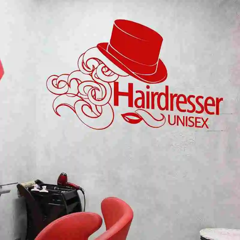 Hair Salon Wall Decal Sticker Barber Shop Scissor Vinyl Window Decals Decor Mural Hairdresser Glass Beauty | Дом и сад