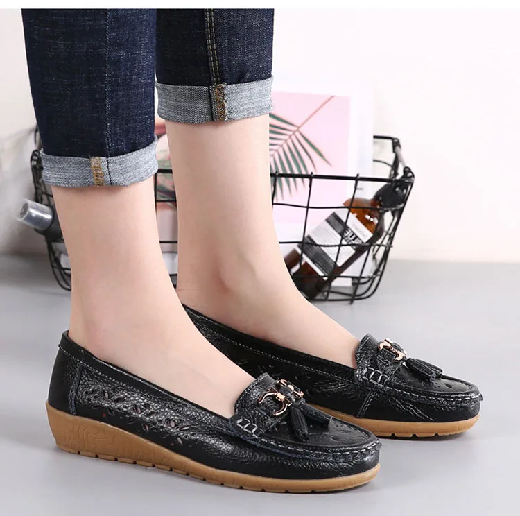 Women's Chic Floral Flat Shoes-Black