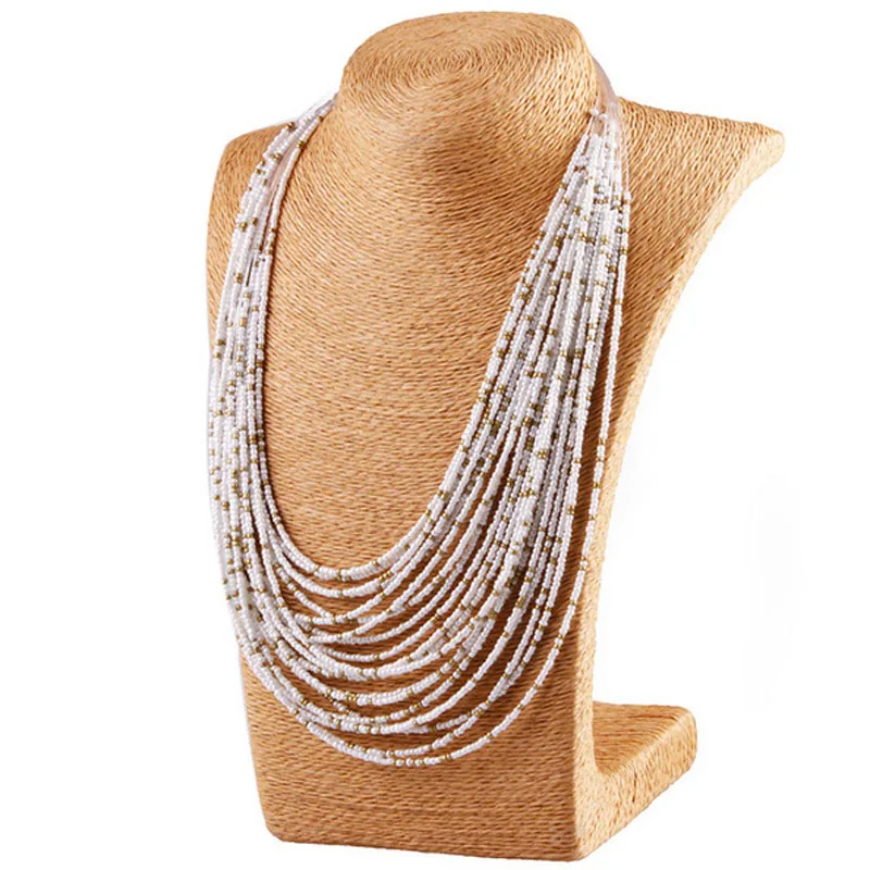 6 Color Bohemia Style 20 Layers Bib Statement Collar Glass Beaded Choker Necklace Fashion Jewelry For Women Wholesale