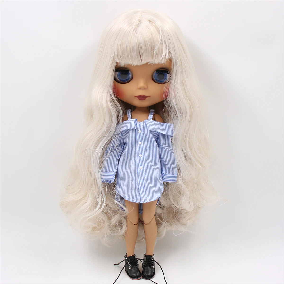 Neo Blythe Doll with Multi-Color Hair, Dark Skin, Matte Cute Face & Custom Jointed Body 1