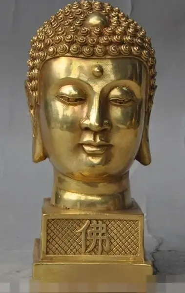 

S4876 7"china buddhism brass sakyamuni Shakyamuni buddha head statue Seal Stamp Signet