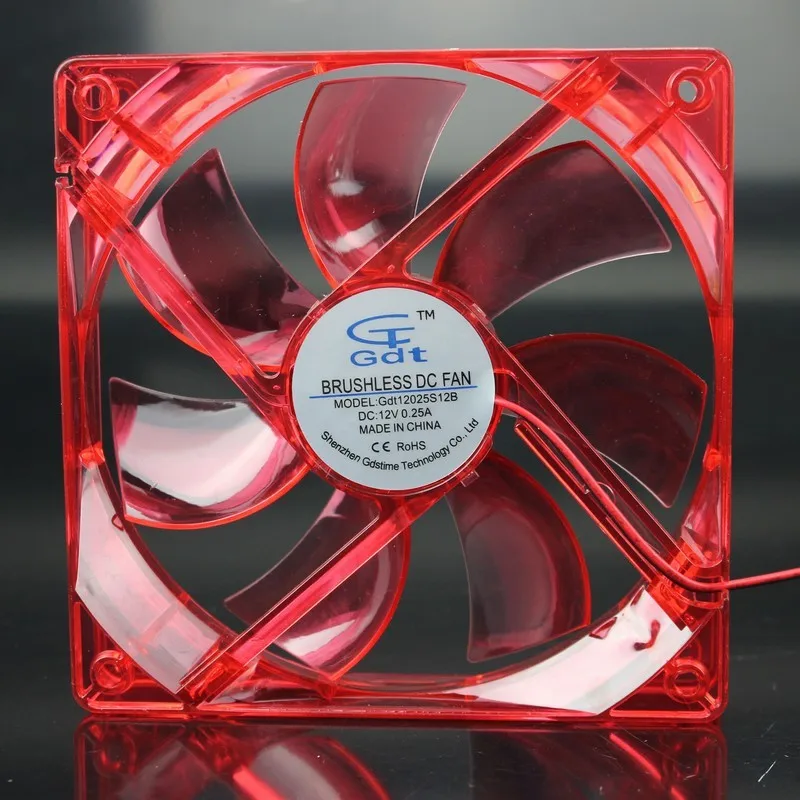 

2PCS/Lot GDT 12025 12V 4P DCRed Light 120MM 12CM 120MMx120MMx25mm PC Comptuer LED cooler fan 12v