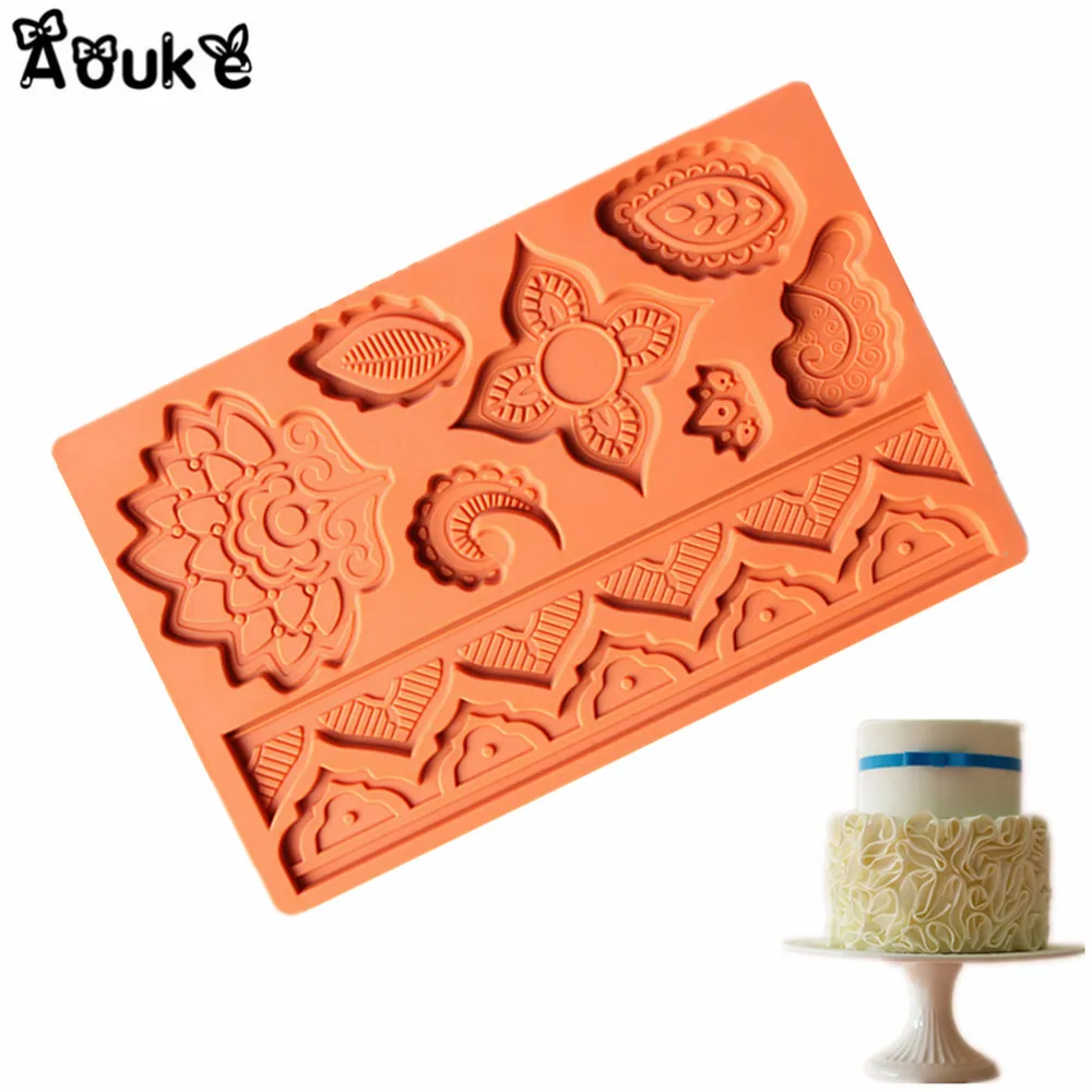 Leaves Flower 3D Shape Embossed Silicone Mold Cupcake Fondant Molds