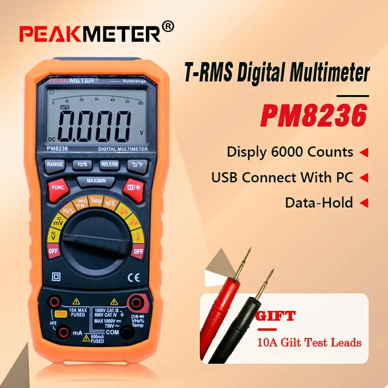 Buy PEAKMETER MS8236 6000 Counts Digital Multimeter with T RMS / USB 1000V 10A