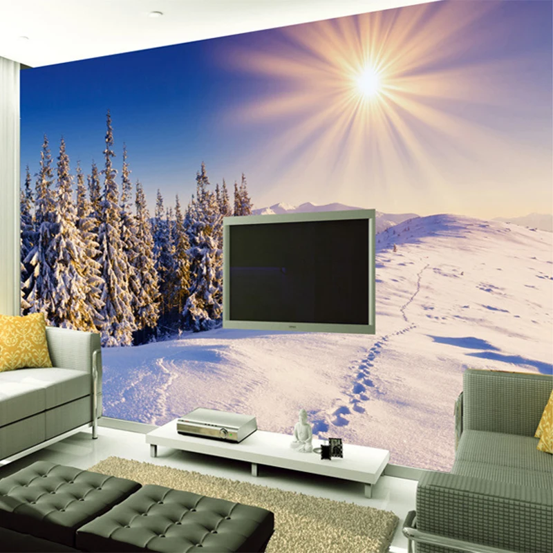 3D природный пейзаж Фреска сосновый лес после снега на заказ любой размер фото обои кабинет диван фон обои