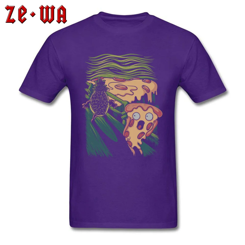 Pizza Nightmare 100% Cotton Tops Shirts for Men Casual Tshirts Funny Fashion O-Neck T Shirts Short Sleeve Free Shipping Pizza Nightmare purple