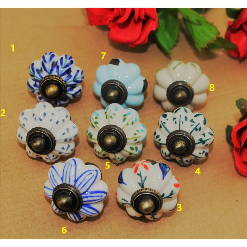 Vintage Europe Ceramic Door Knobs Cabinet Cupboard Drawer Pull Handles