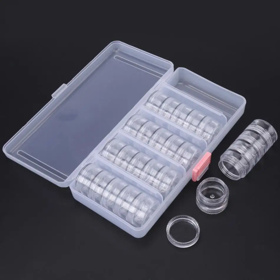 25 pcs Clear Plastic Jewelry Necklace Bead Storage Container Jars Box