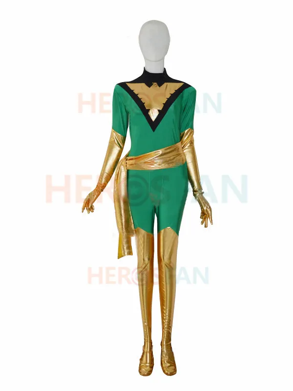 Jean Grey X men Marvel Green Female Superhero Costume spandex halloween