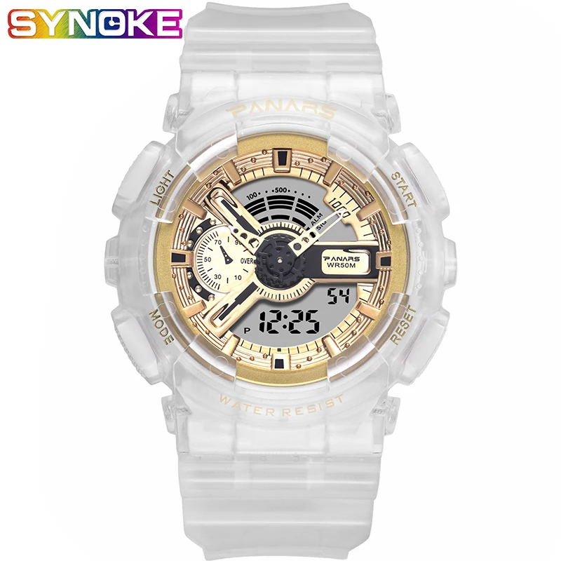 

PANARS Digital Watch Men Student LED Double Display Multi-function Waterproof Sport White Watch Fashion WristWatch Mens Women
