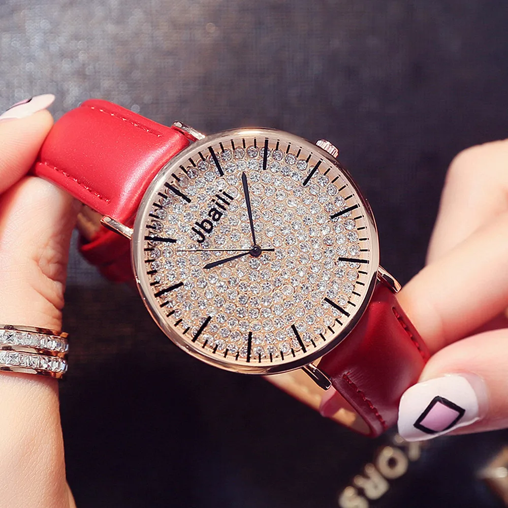 Для женщин браслет часы Красного стильная женская обувь Hodinky фирменные белые часы леди Наручные часы с украшениями в виде кристаллов