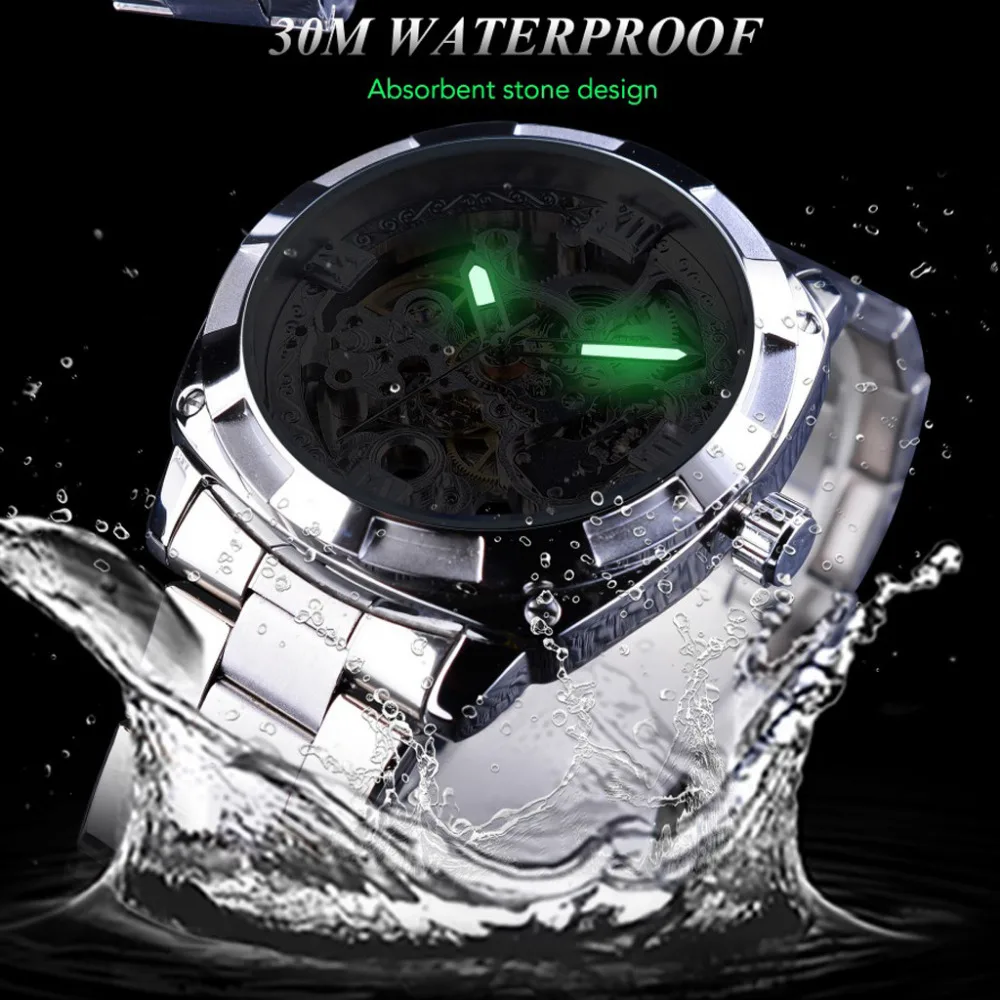 

Fashion Men Luxury Automatic Winding Mechanical Watches Stainless Steel Waterproof Watch Business men's watch