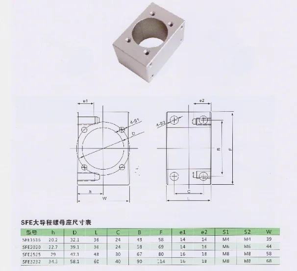 Sfe2020 Ballscrew Nut Housing Aluminium Railing Parts Bracket Holder