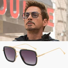 Мстители Бесконечность войны Тони Старк солнцезащитные очки мужские прямоугольные винтажные трендовые солнцезащитные очки готические