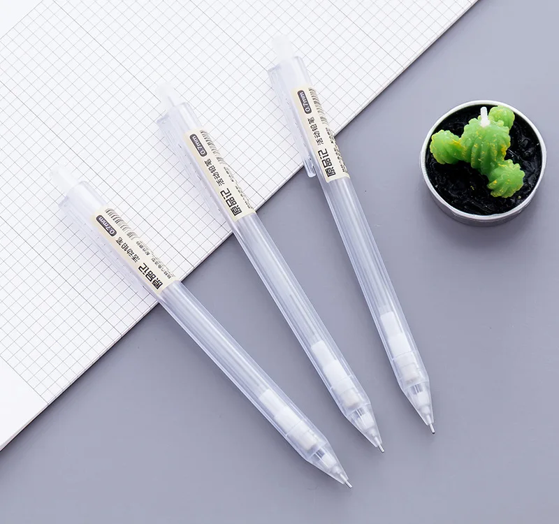 

2pcs/lot 0.5 mm Simple Transparent Mechanical Pencil Automatic Pen For Students School Office Supply Stationery Chancery