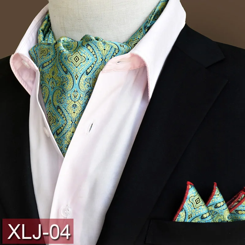 LJT01 20 Цвета Для мужчин эксклюзивная Цветочный Пейсли Шелковый Аскот широкий галстук соответствующие шуры карман квадратных костюм набор для Свадебная вечеринка - Цвет: 04