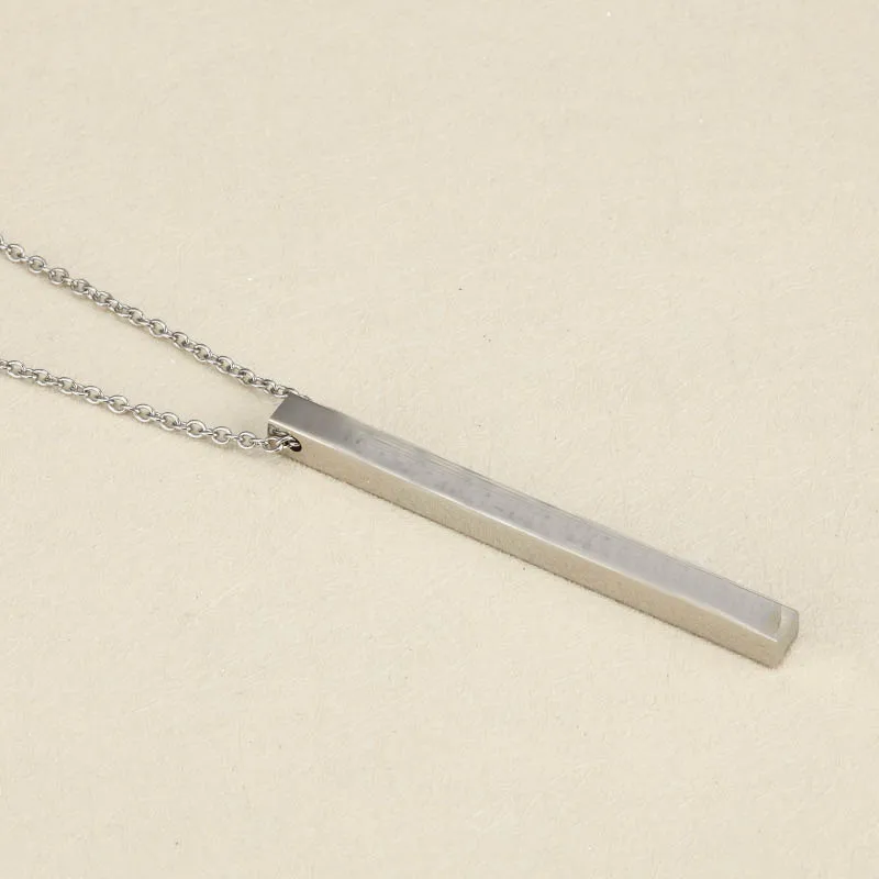 Custom Bar Necklace Stainless Steel Horizontal Bar Pendant Women's
