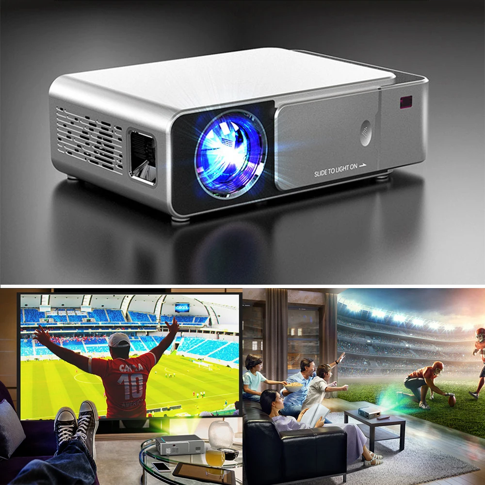  VIVICINE Newest V20 Mini LED Projector Optional Android 7.1 BluetoothSupport 4K Wifi HDMI USB LCD H